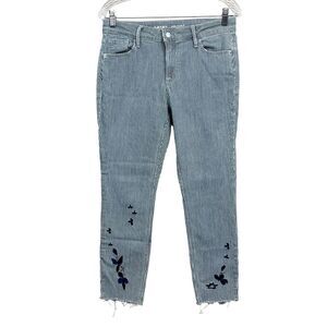 Old Navy Womens Jeans Mr Rock Ankle Striped Embroidered Raw Ankle Blue Size 10P*